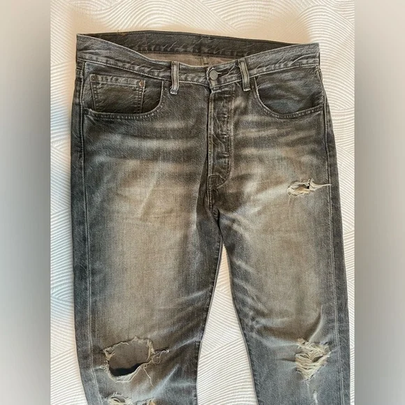 Levi’s 501 CT Taper Fit Grey Distressed Jeans - 33/34 - Picture 3 of 9